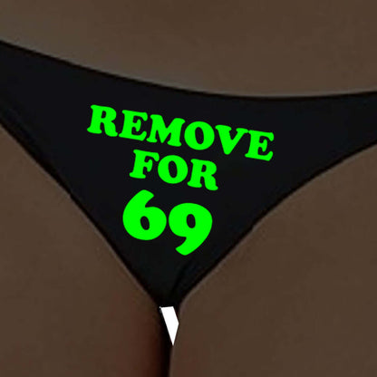 Black Satin Glow In The Dark Panty With Remove For 69 Print