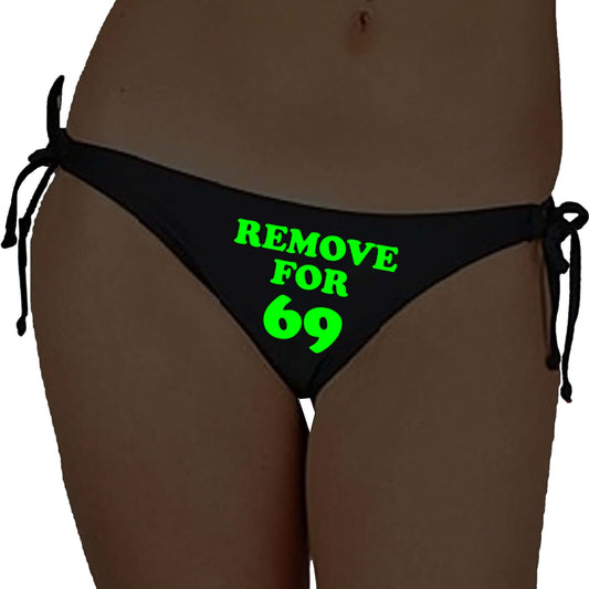 Black Satin Glow In The Dark Panty With Remove For 69 Print