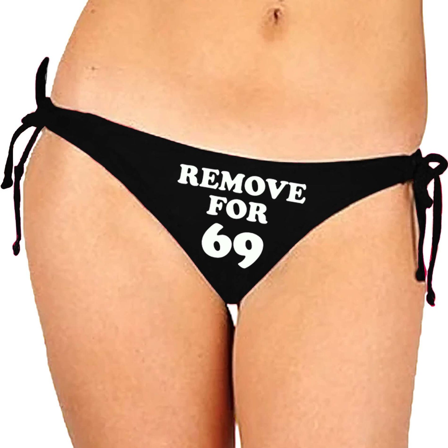 Black Satin Glow In The Dark Panty With Remove For 69 Print