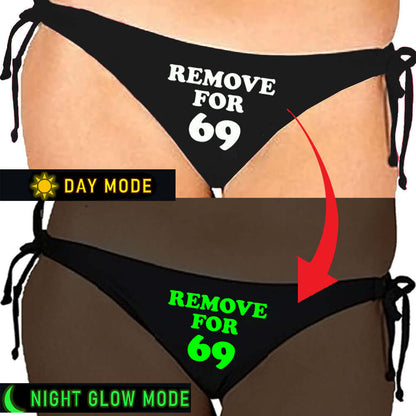 Black Satin Glow In The Dark Panty With Remove For 69 Print