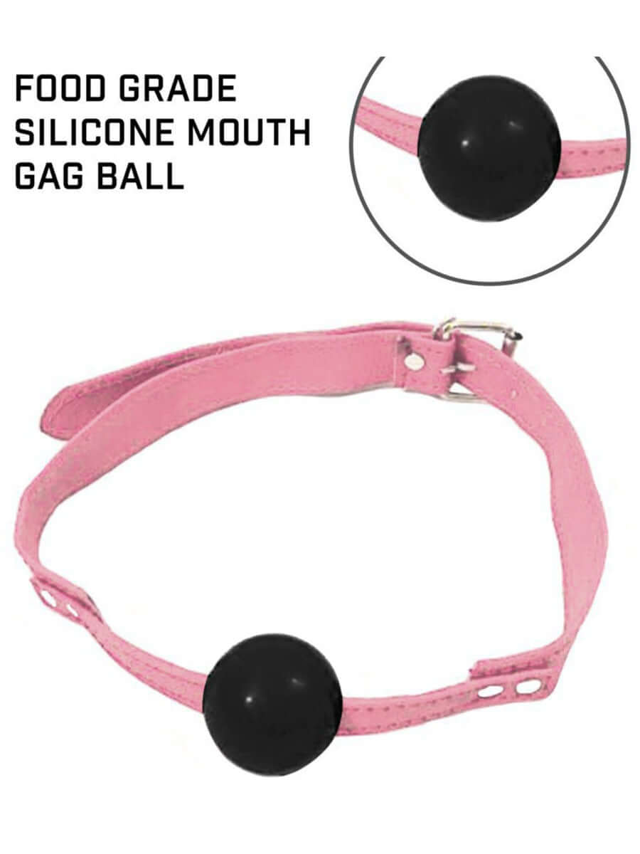 PINK LEATHER BDSM BONDAGE KIT - 8 Pcs