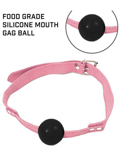 PINK LEATHER BDSM BONDAGE KIT - 8 Pcs