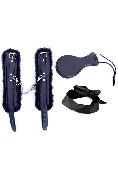 3pcs Black Leather Bondage Kit