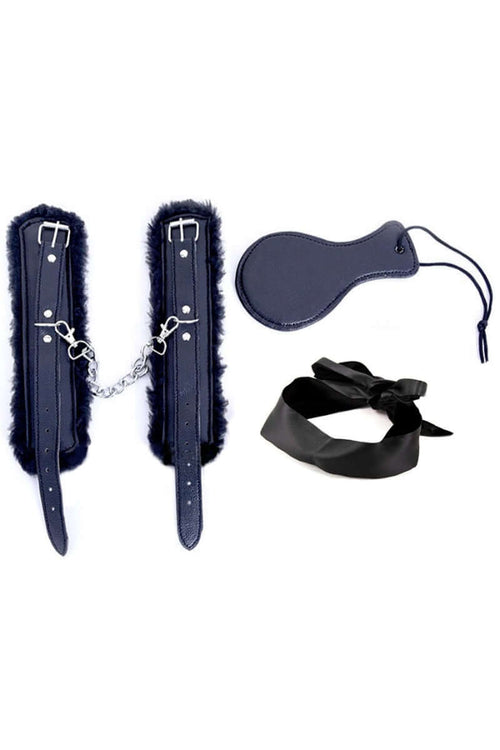 3pcs Black Leather Bondage Kit