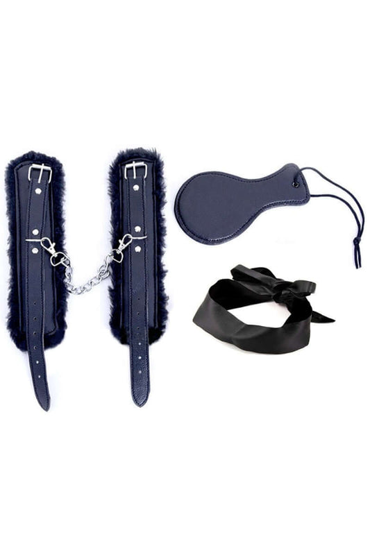 3pcs Black Leather Bondage Kit