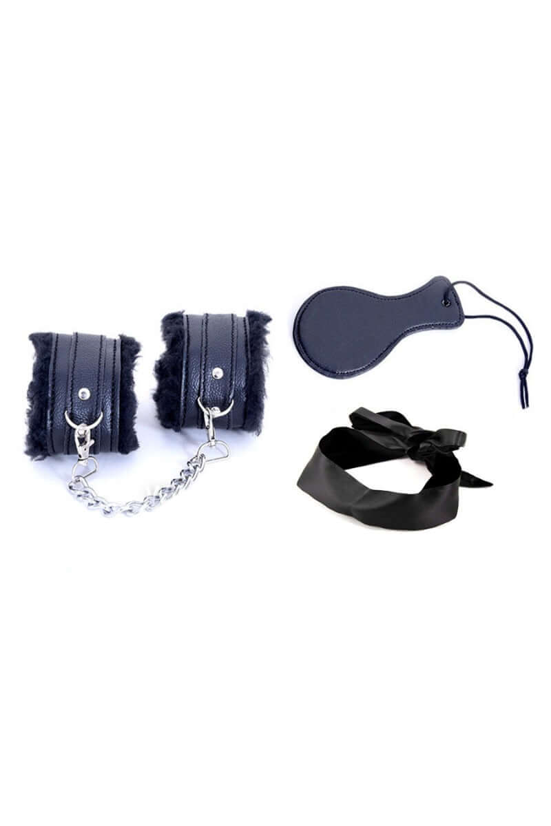 3pcs Black Leather Bondage Kit