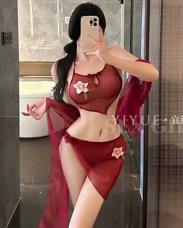 Blooming Silk Fantasy Sheer Lingerie