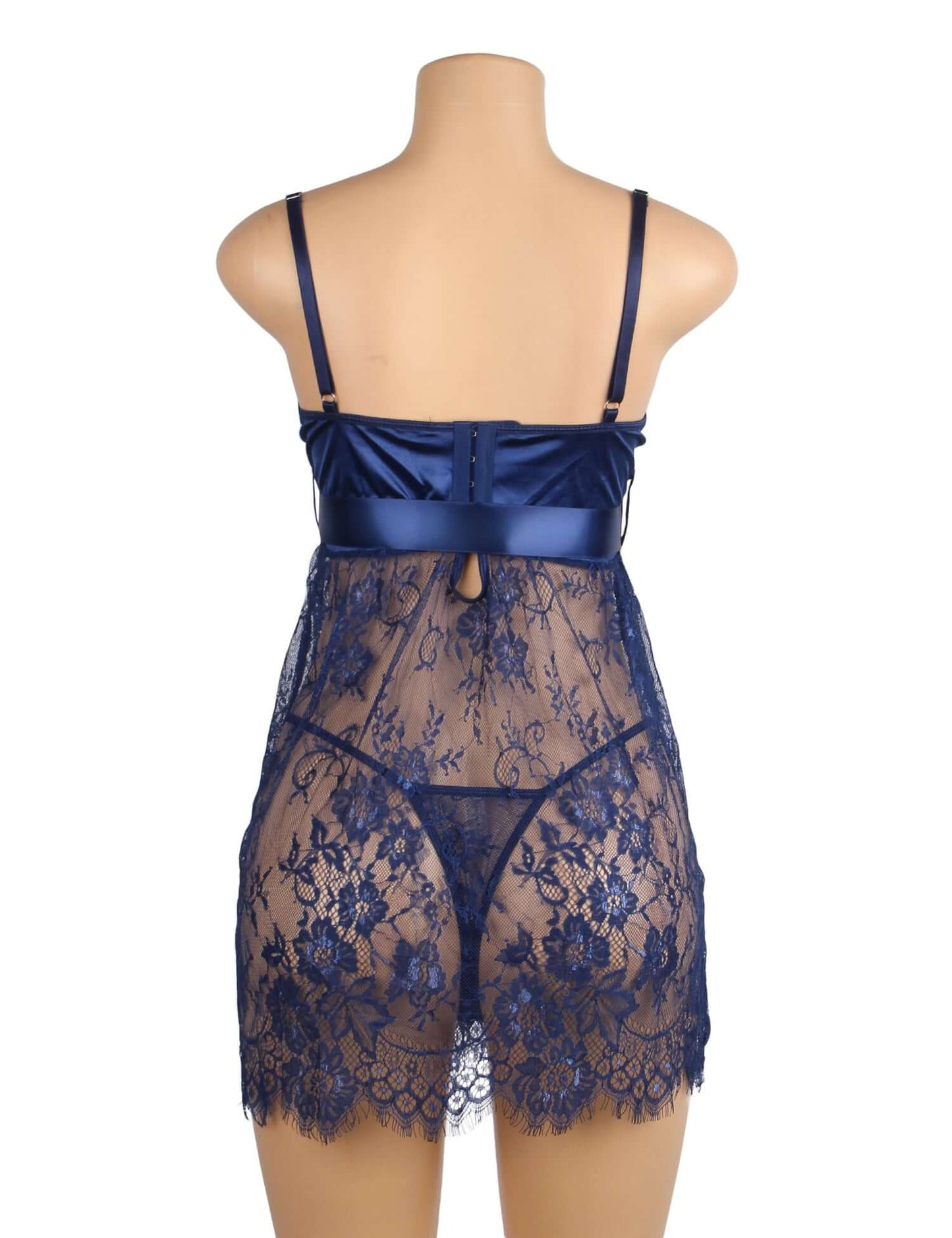 Blue Eyelash Lace Transparent Babydoll Sexy Lingerie