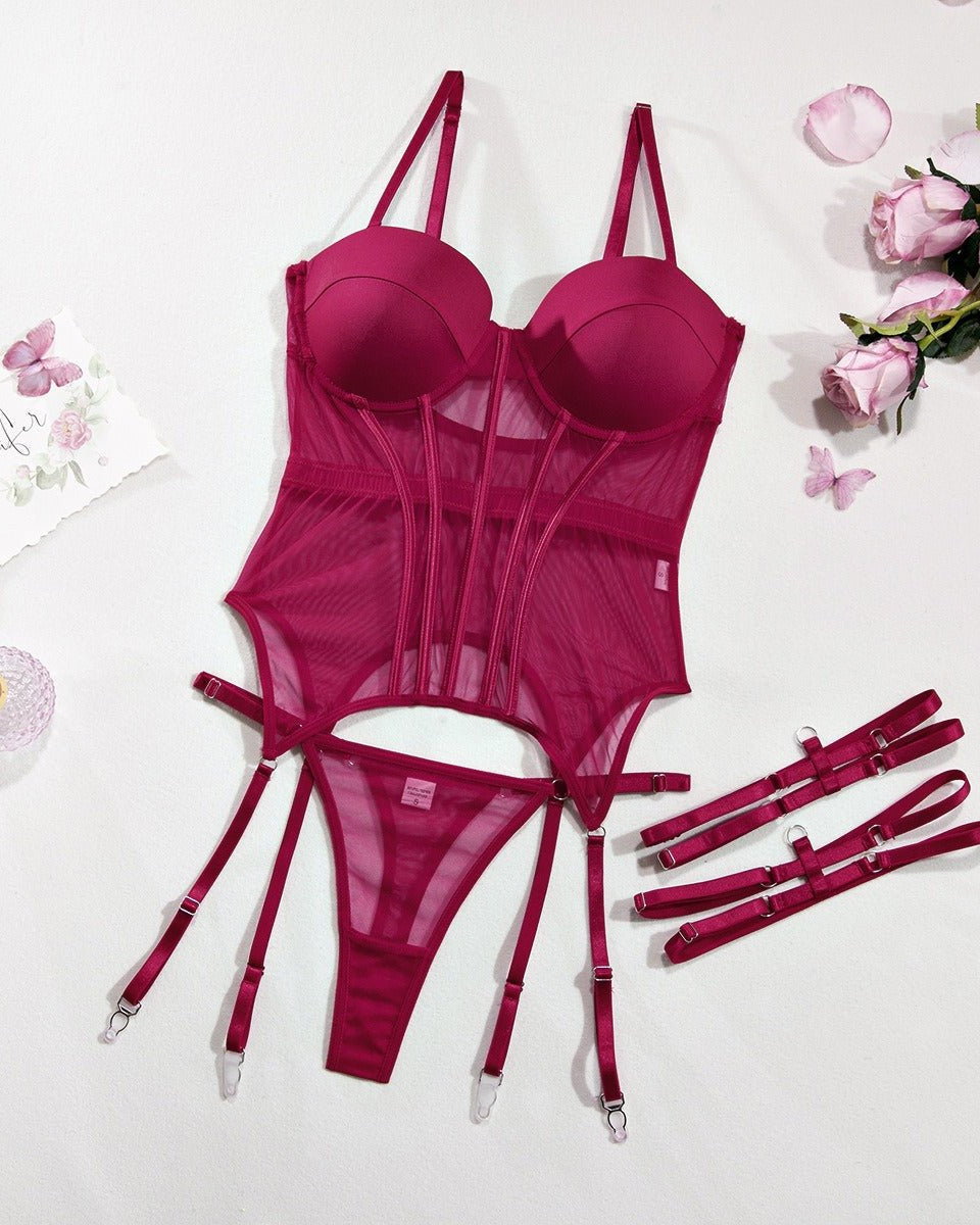 Bordeaux Bliss Two Piece Lace Lingerie Set