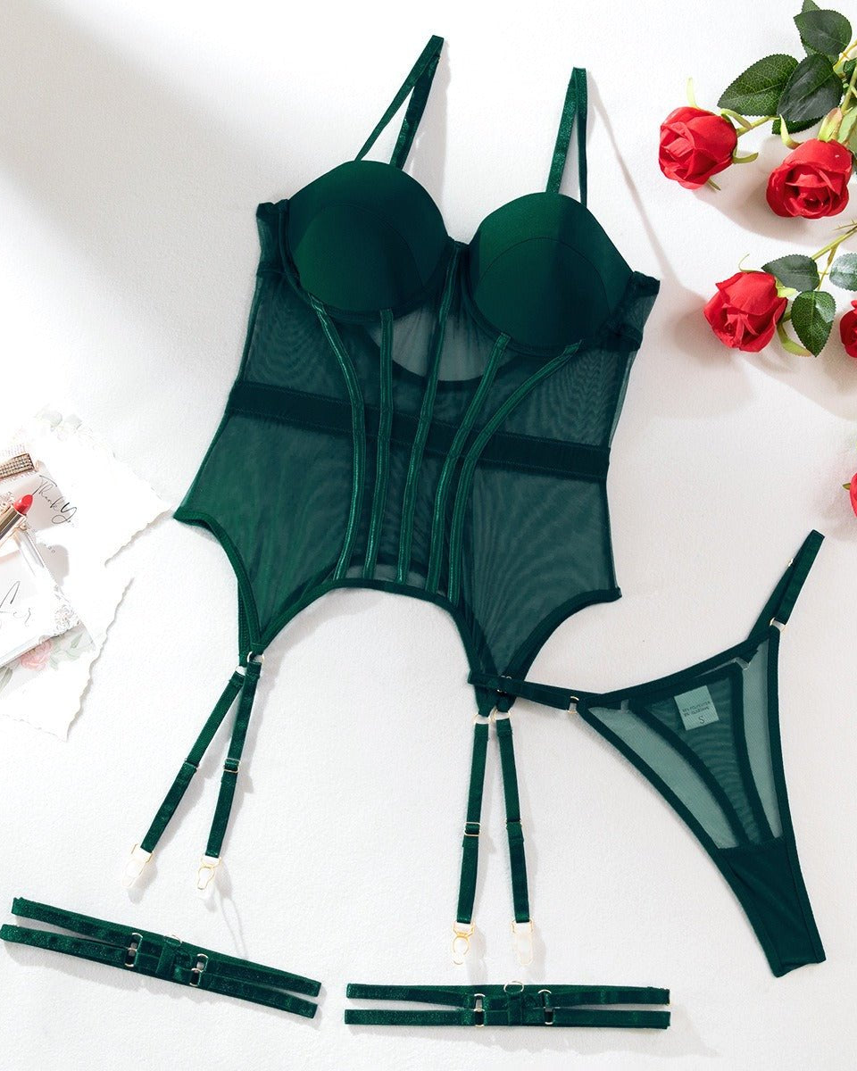 Bordeaux Bliss Two Piece Lace Lingerie Set