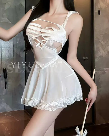 Bridal But Bold Cut-Out Lace Babydoll Lingerie