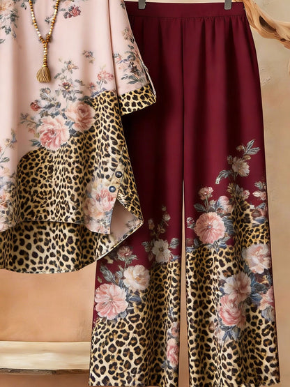 Elegant Botanical Print 2-Piece Women’s Co-Ord Set