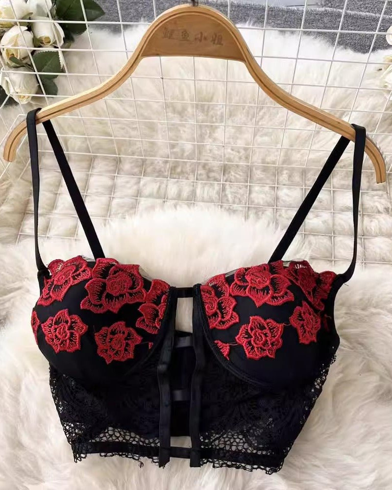 Crimson Bloom Lace Lingerie Set