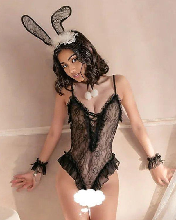 Crimson Bunny Delight Lace Lingerie