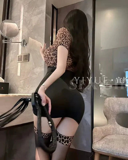 Catwalk Control Leopard Tie Mini Lingerie