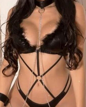 Glossy Confidence PU Babydoll Lingerie