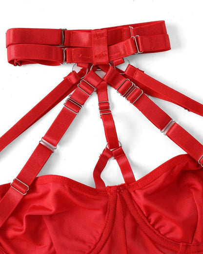 Choke Me Chic Mesh Harness-Style Teddy Lingerie Set