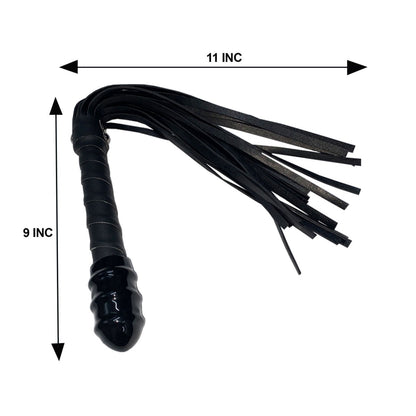 Enticing Black Leather Flogger With Massage Plug