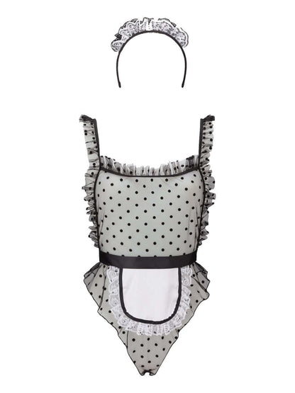 Transparent Lingerie | Sexy French Maid Dress with Bow And Circlet