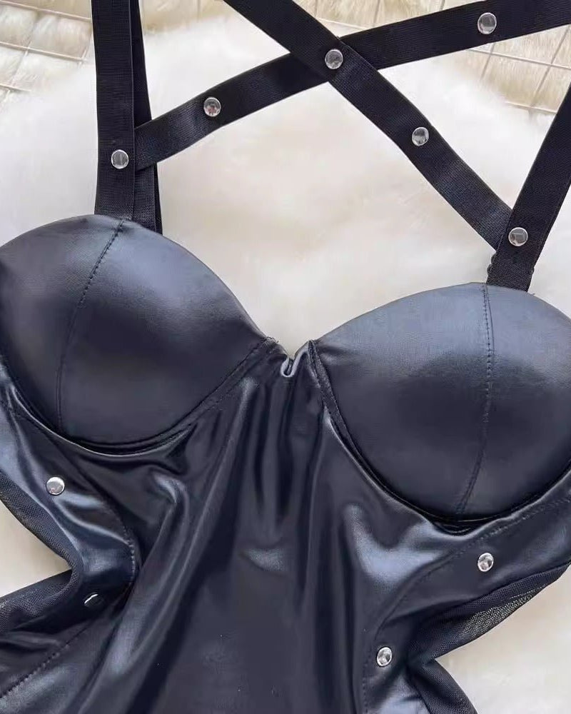 Dark Devotion Leather Lingerie Set