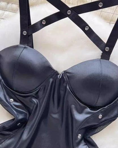 Dark Devotion Leather Lingerie Set
