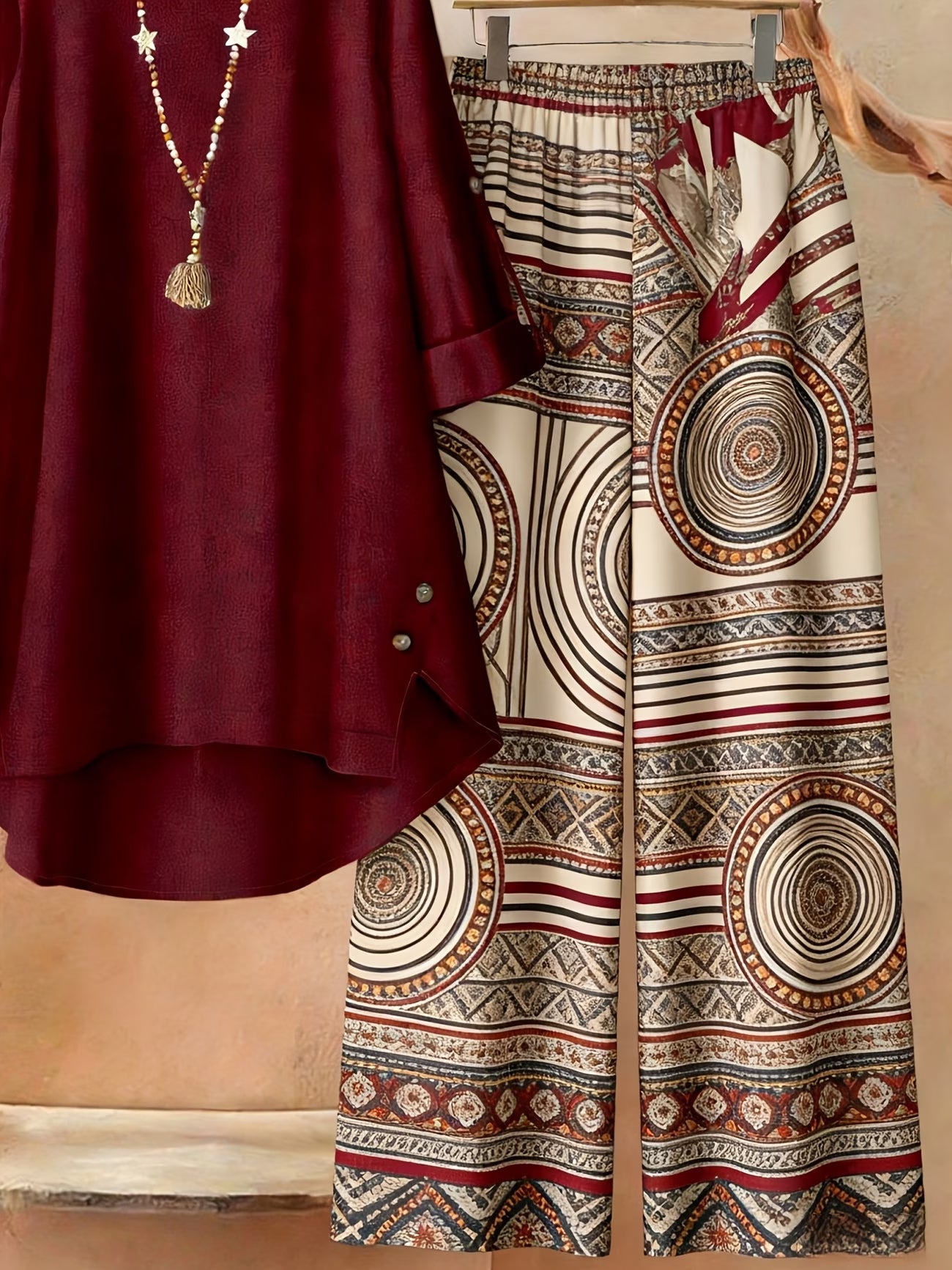 Elegant Botanical Print 2-Piece Women’s Co-Ord Set