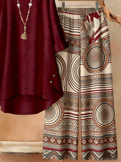 Elegant Botanical Print 2-Piece Women’s Co-Ord Set