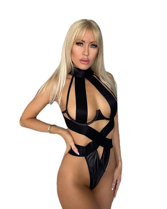 Daring Curves Strappy Cutout Satin Lingerie