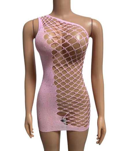 Dazzling Charm Asymmetrical Mesh Lingerie