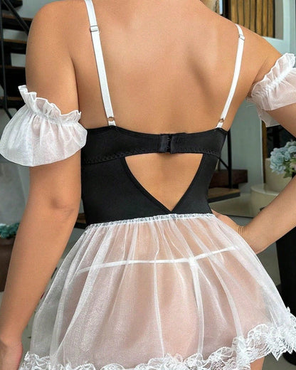 Dirty Little Secret Maid Fantasy Lace Lingerie Set