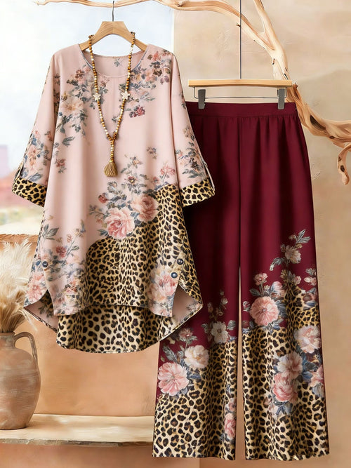Elegant Botanical Print 2-Piece Women’s Co-Ord Set