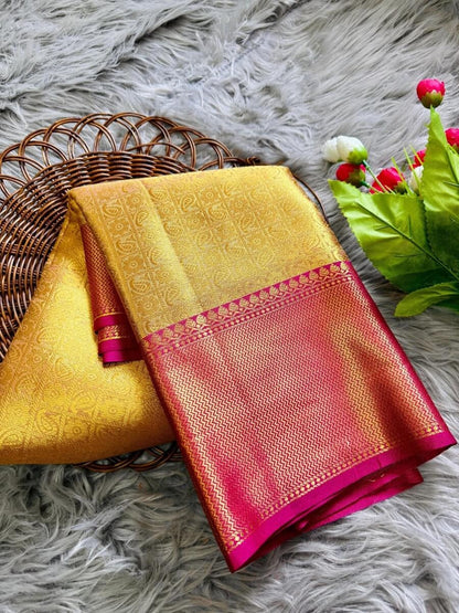 Golden Tissue Silk Saree with Zari Weaving Border