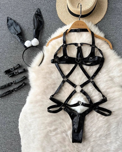 Flirt Game Strong PU Leather Lingerie