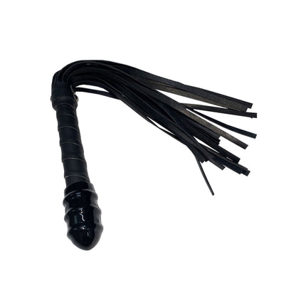 Enticing Black Leather Flogger With Massage Plug