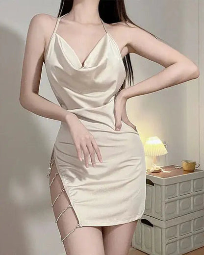 Gilded Elegance Gold-Accented Luxe Satin Lingerie