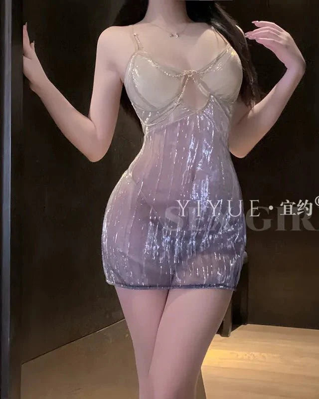 Expensive Glow Shimmer Mesh Mini Dress Lingerie