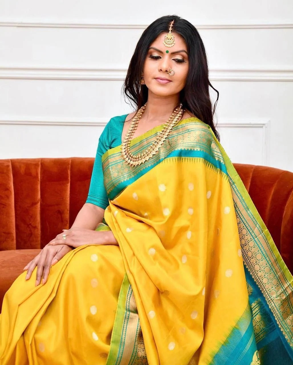 Yellow Soft Banarasi Silk Saree with Jacquard Weaving
