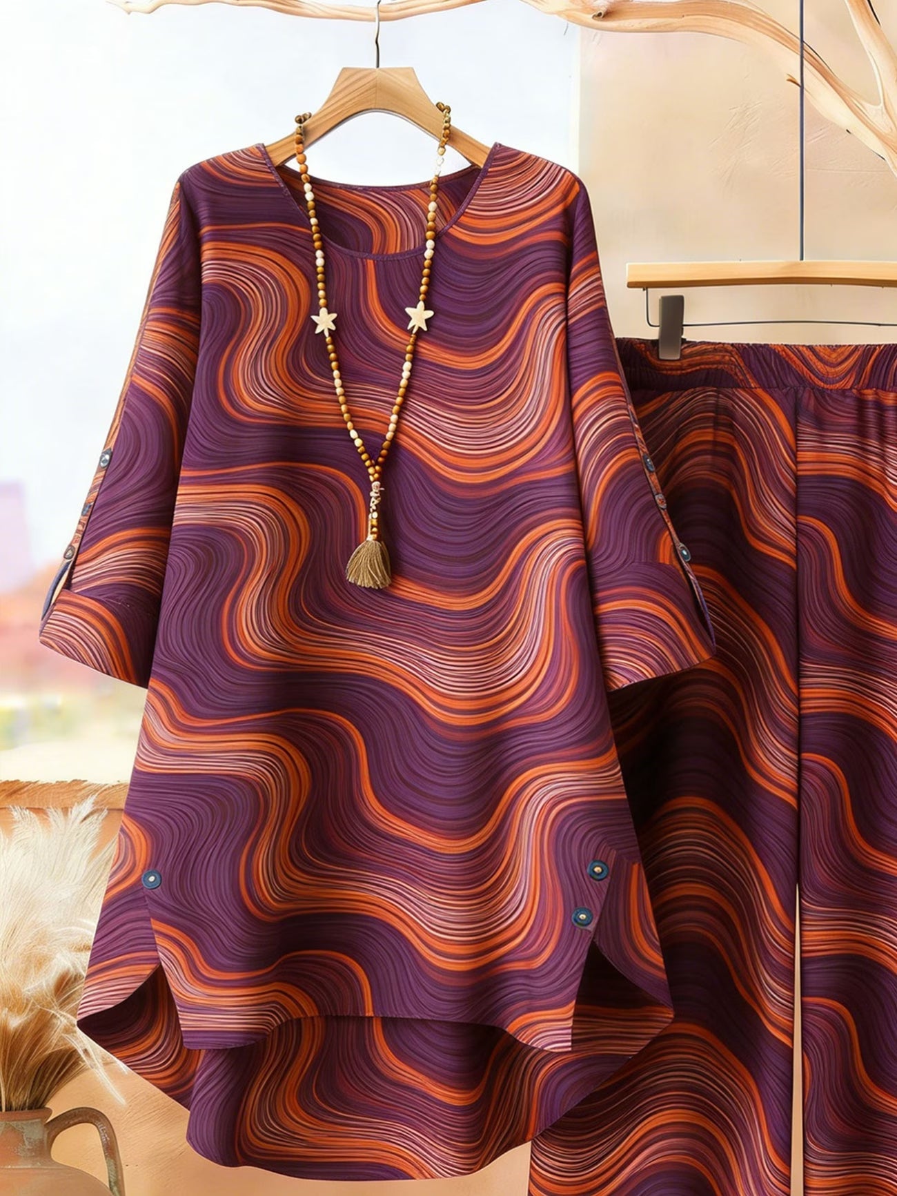 Elegant Botanical Print 2-Piece Women’s Co-Ord Set