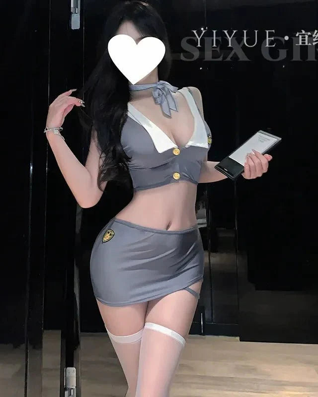 First Class Flight Attendant Roleplay Sheer Lingerie Set