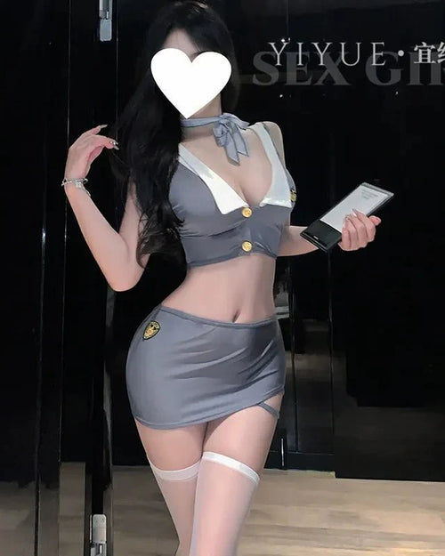 First Class Flight Attendant Roleplay Sheer Lingerie Set