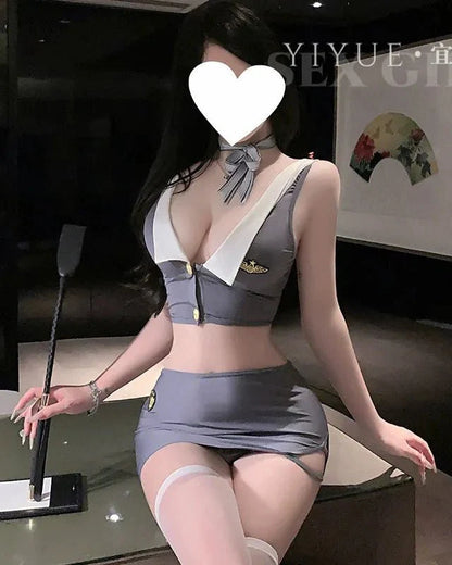 First Class Flight Attendant Roleplay Sheer Lingerie Set