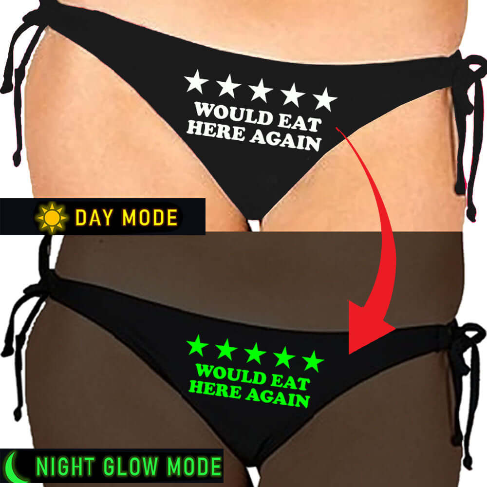 Five-Star Review  Black Satin Glow In The Dark Panty