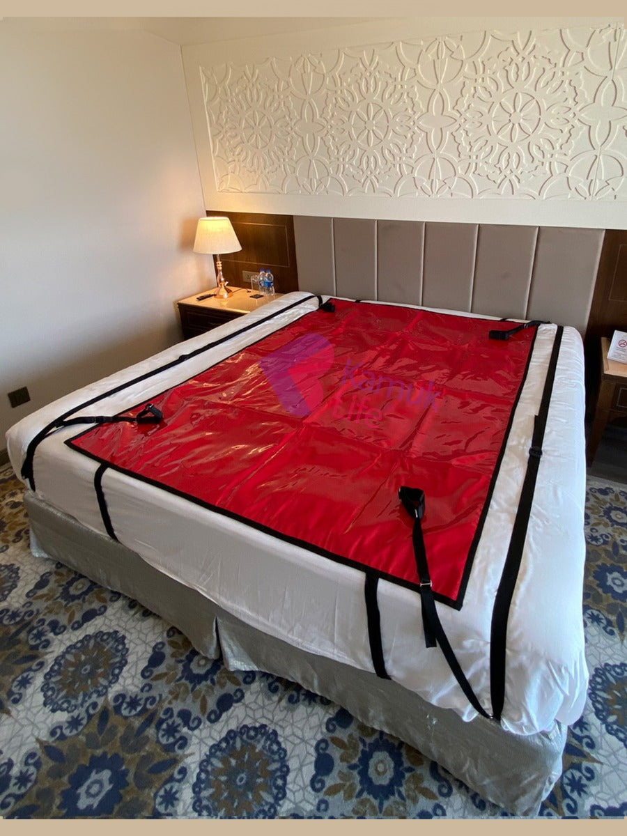 Exotic Red Latex Bed Spread With Restraints