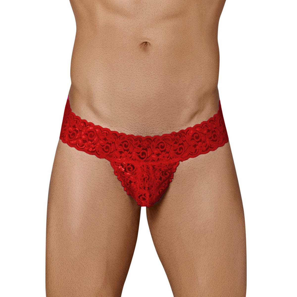 Men's Red Lace G-String Underwear