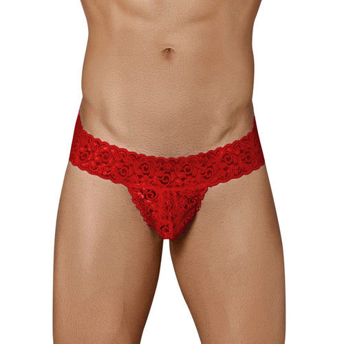 Men's Red Lace G-String Underwear