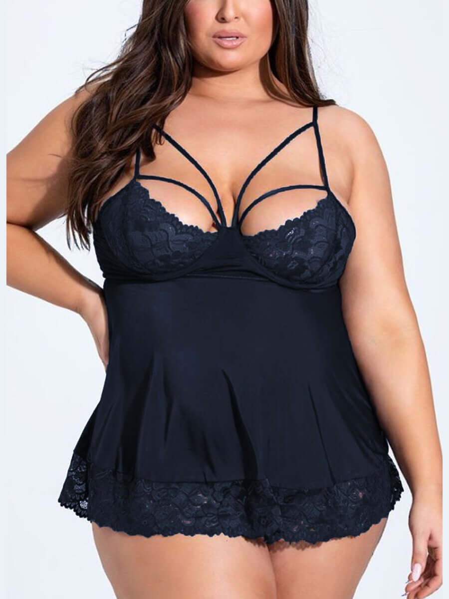 Stunning Wild Black Lacey Plus Size Babydoll