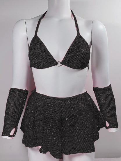 Black Bratz Backless Sequin Dress