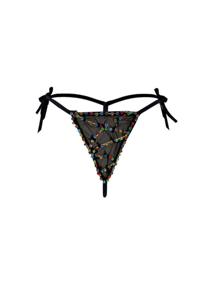 Multicolour Crystal Beaded Mesh Thong