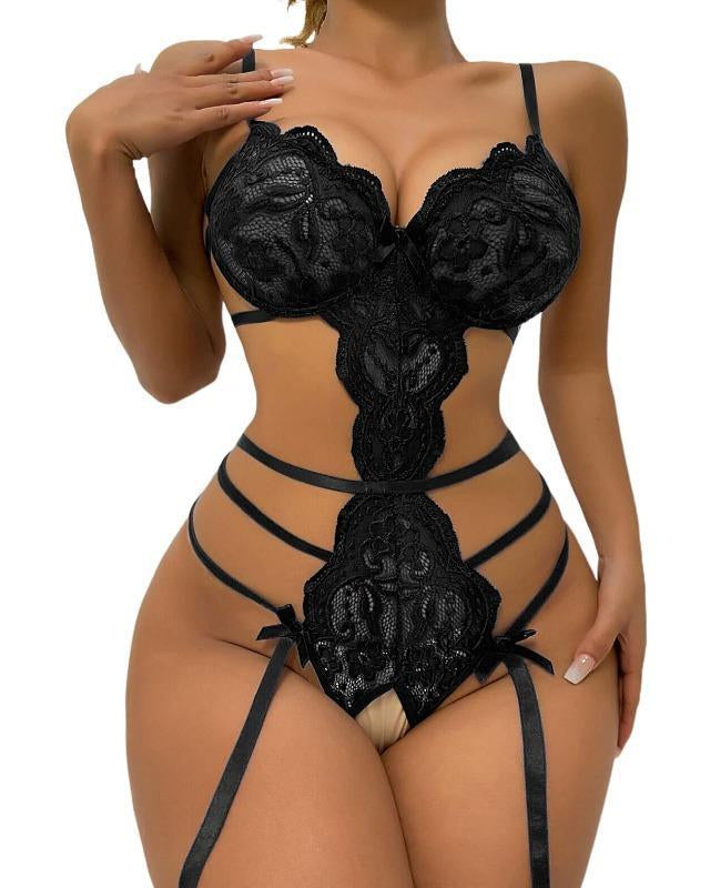 Radiant Rouge Strappy Lace Babydoll Lingerie