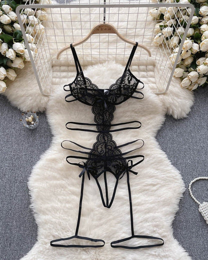 Radiant Rouge Strappy Lace Babydoll Lingerie